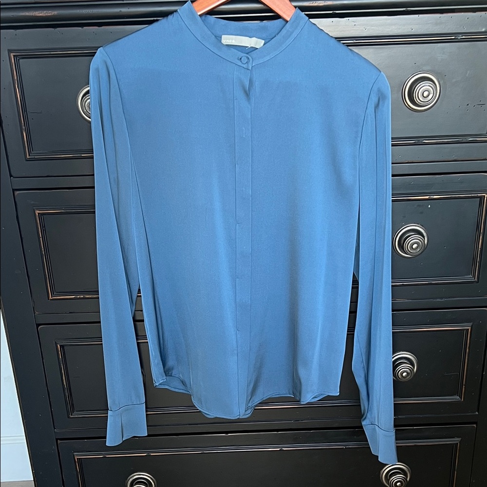 Vince - Silk, Blue Long Sleeve Blouse. Beautiful!!